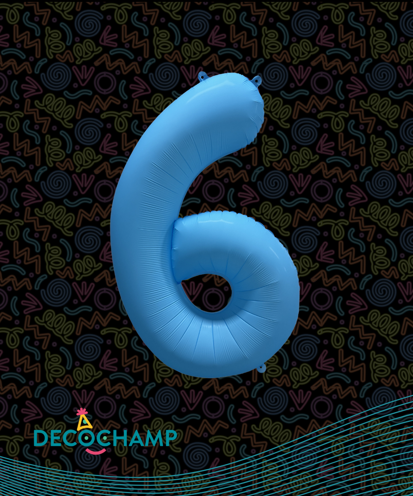 DecoNumber Neon Blue "6" - size 34" (Single Pack)