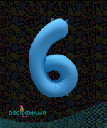 DecoNumber Neon Blue "6" - size 34" (Single Pack)