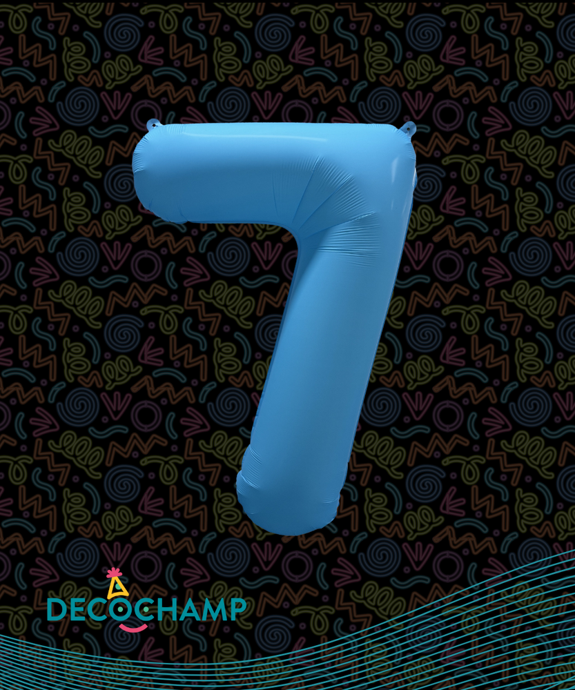 DecoNumber Neon Blue "7" - size 34" (Single Pack)