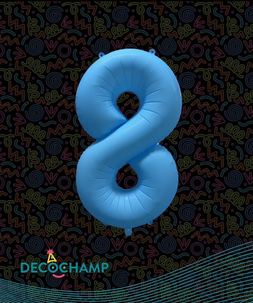 DecoNumber Neon Blue "8" - size 34" (Single Pack)