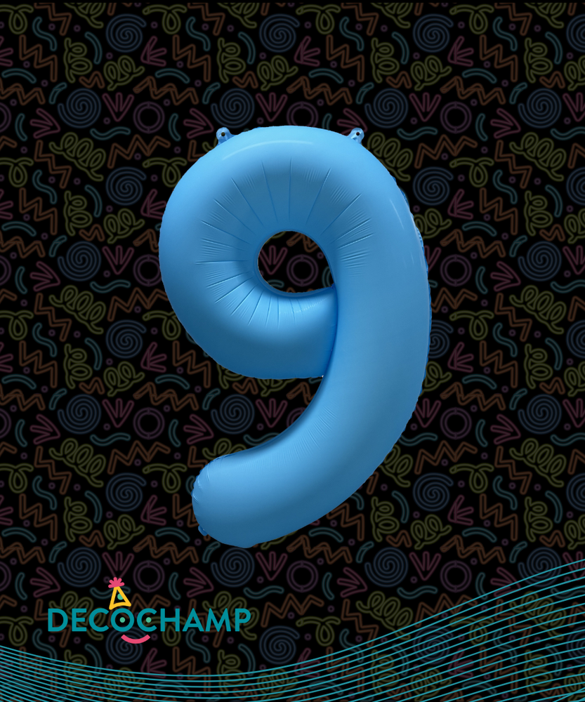 DecoNumber Neon Blue "9" - size 34" (Single Pack)