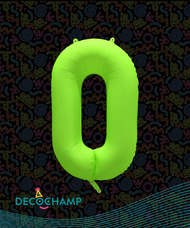 DecoNumber Neon Green "0" - size 34" (Single Pack)