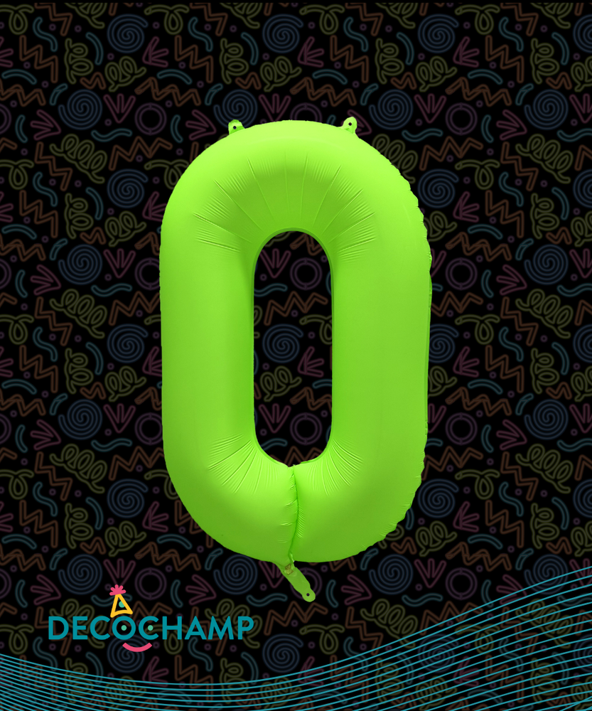 DecoNumber Neon Green "0" - size 34" (Single Pack)