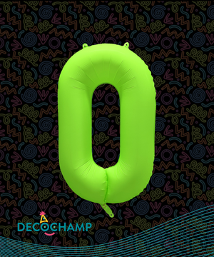 DecoNumber Neon Green "0" - size 34" (Single Pack)