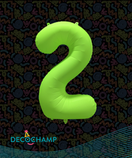 DecoNumber Neon Green "2" - size 34" (Single Pack)
