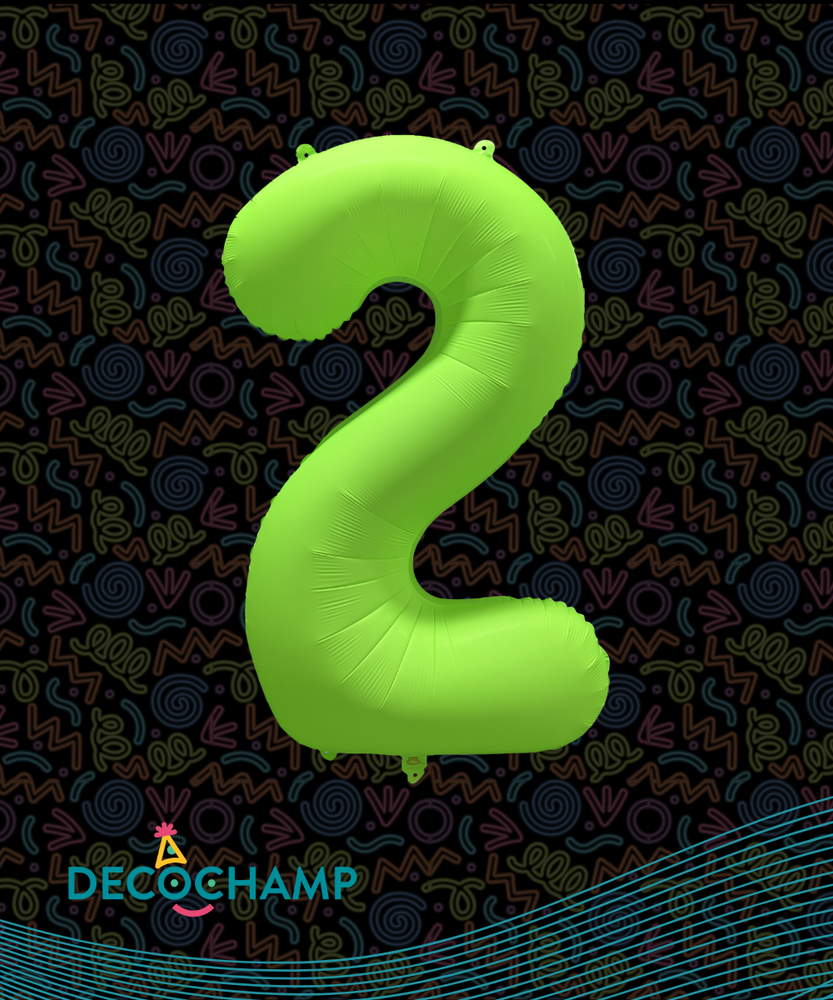 DecoNumber Neon Green "2" - size 34" (Single Pack)