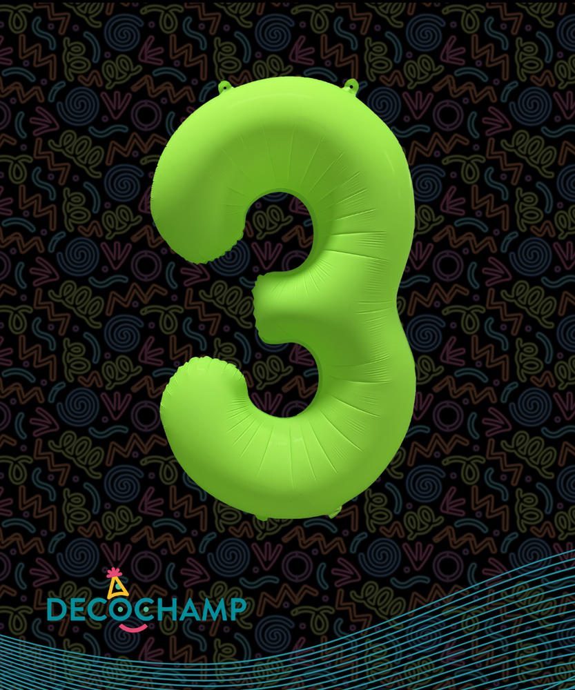 DecoNumber Neon Green "3" - size 34" (Single Pack)