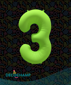 DecoNumber Neon Green "3" - size 34" (Single Pack)
