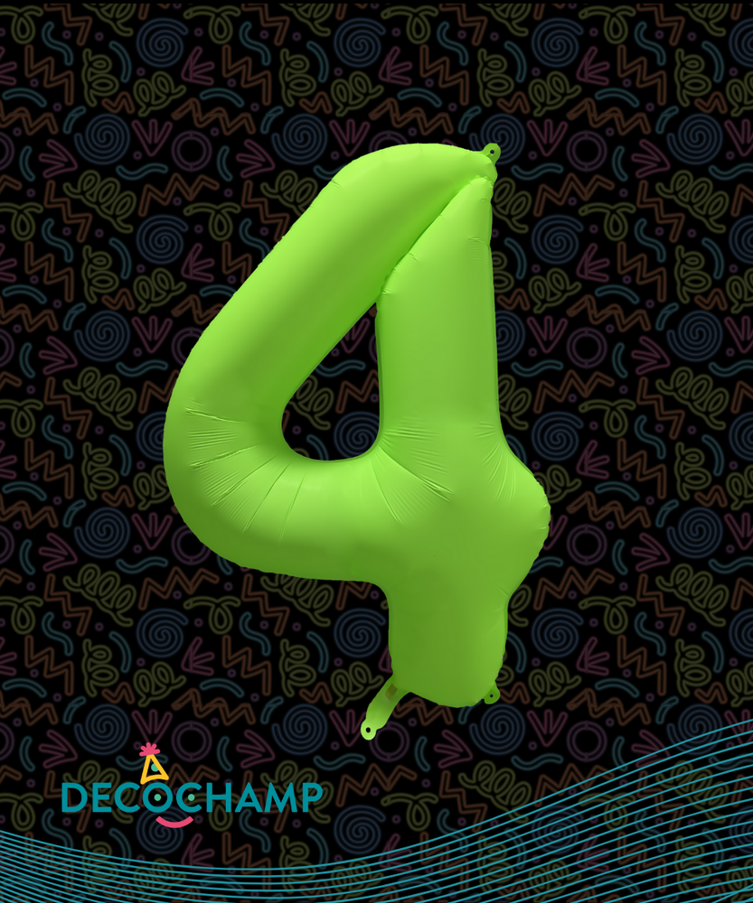 DecoNumber Neon Green "4" - size 34" (Single Pack)