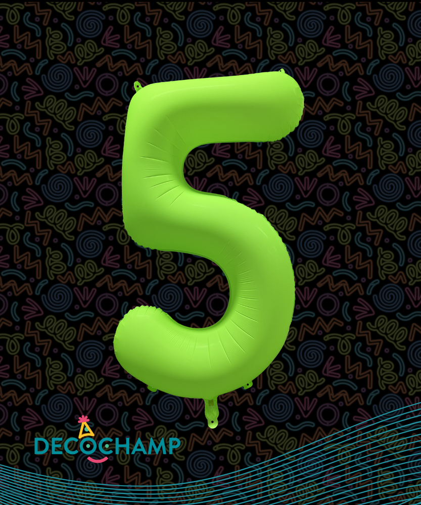 DecoNumber Neon Green "5" - size 34" (Single Pack)