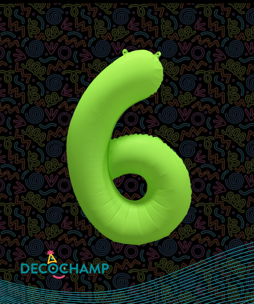 DecoNumber Neon Green "6" - size 34" (Single Pack)