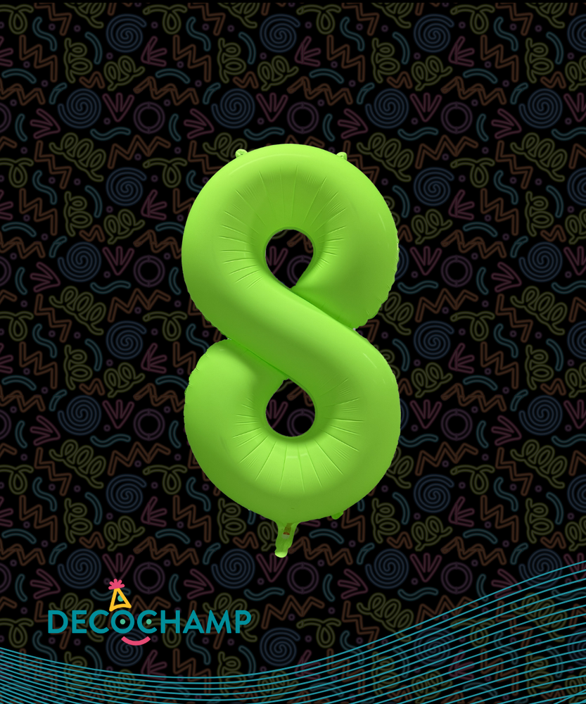 DecoNumber Neon Green "8" - size 34" (Single Pack)