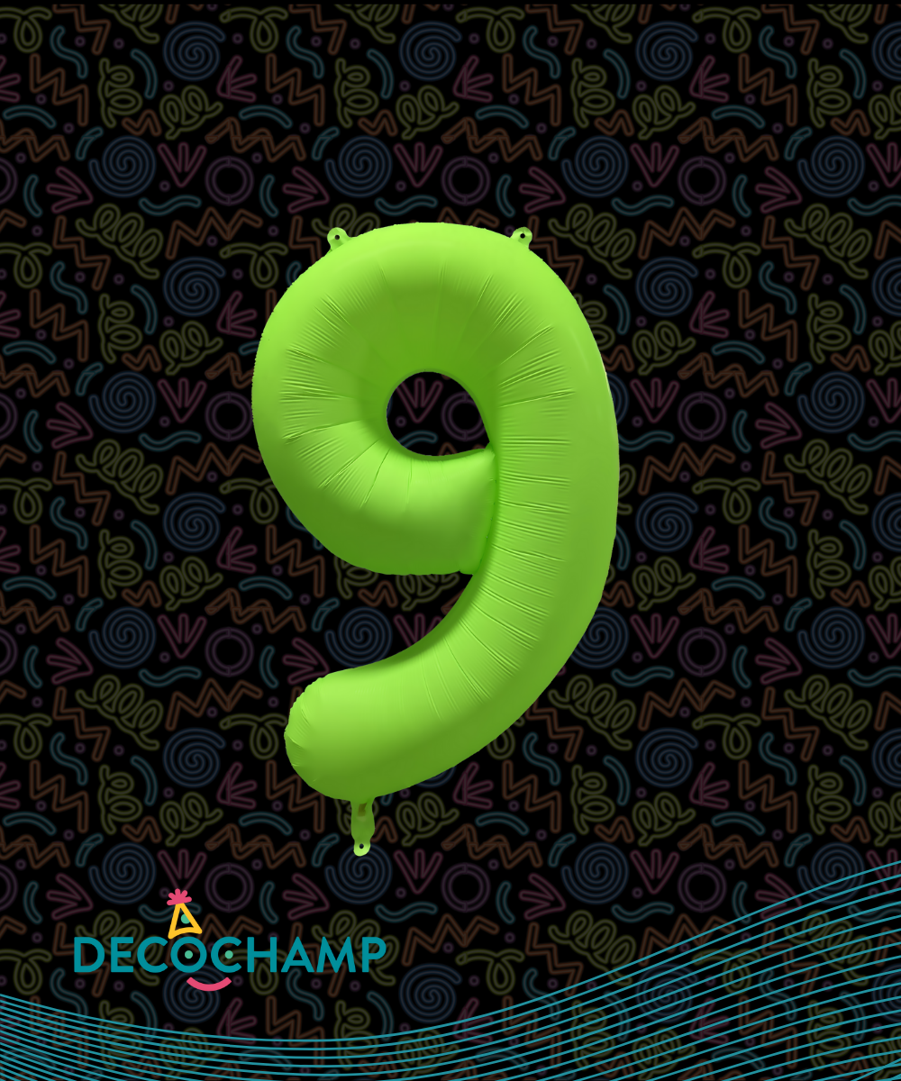 DecoNumber Neon Green "9" - size 34" (Single Pack)