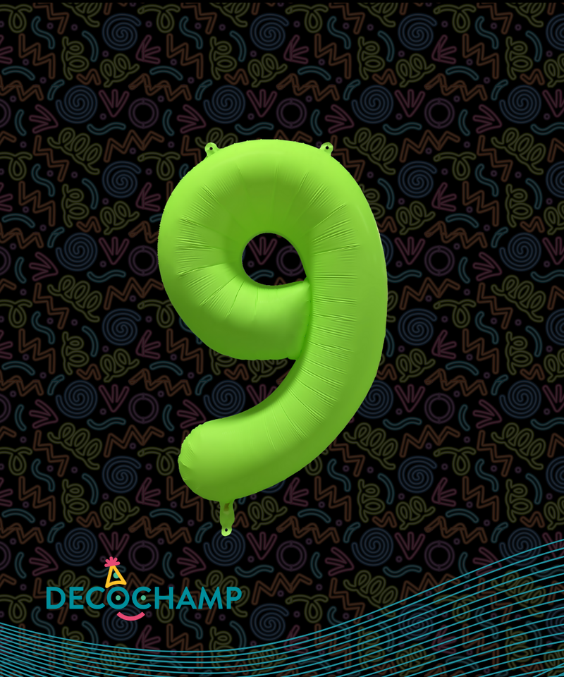 DecoNumber Neon Green "9" - size 34" (Single Pack)