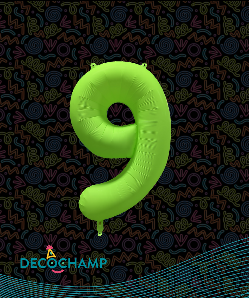 DecoNumber Neon Green "9" - size 34" (Single Pack)