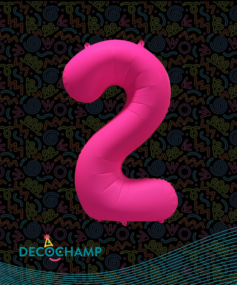 DecoNumber Neon Pink "2" - size 34" (Single Pack)