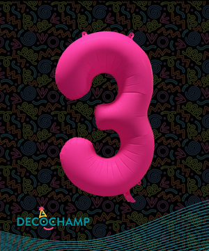 DecoNumber Neon Pink "3" - size 34" (Single Pack)
