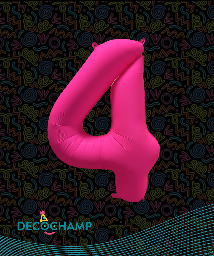 DecoNumber Neon Pink "4" - size 34" (Single Pack)