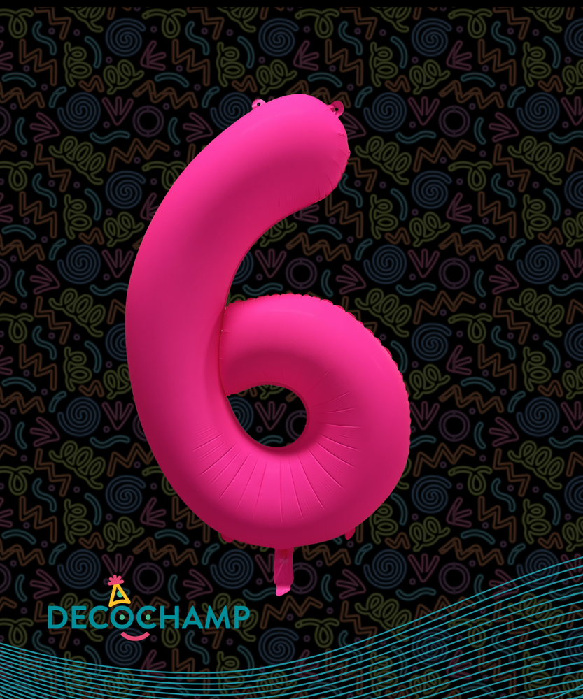 DecoNumber Neon Pink "6" - size 34" (Single Pack)