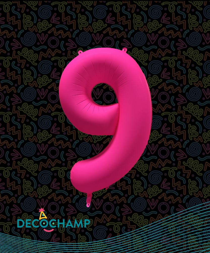 DecoNumber Neon Pink "9" - size 34" (Single Pack)
