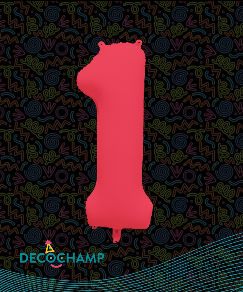 DecoNumber Neon Red "1" - size 34" (Single Pack)