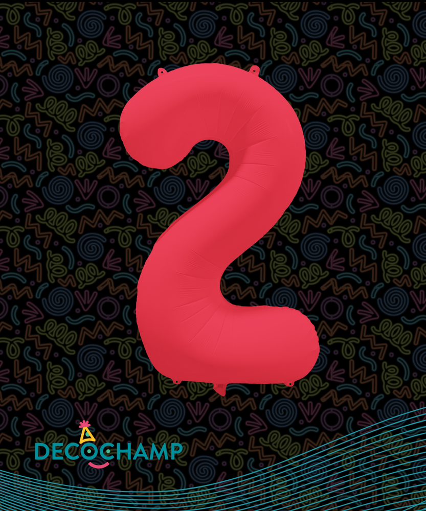 DecoNumber Neon Red "2" - size 34" (Single Pack)