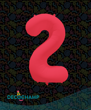 DecoNumber Neon Red "2" - size 34" (Single Pack)