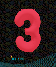 DecoNumber Neon Red "3" - size 34" (Single Pack)