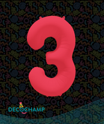 DecoNumber Neon Red "3" - size 34" (Single Pack)