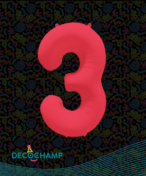 DecoNumber Neon Red "3" - size 34" (Single Pack)