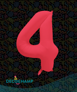 DecoNumber Neon Red "4" - size 34" (Single Pack)