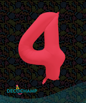 DecoNumber Neon Red "4" - size 34" (Single Pack)