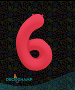 DecoNumber Neon Red "6" - size 34" (Single Pack)