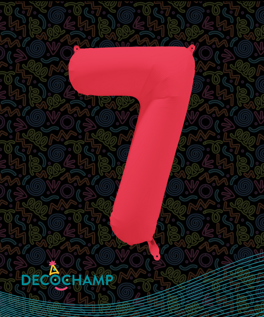 DecoNumber Neon Red "7"  - size 34" (Single Pack)