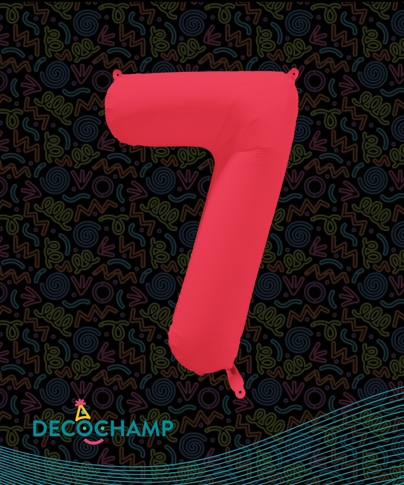 DecoNumber Neon Red "7"  - size 34" (Single Pack)