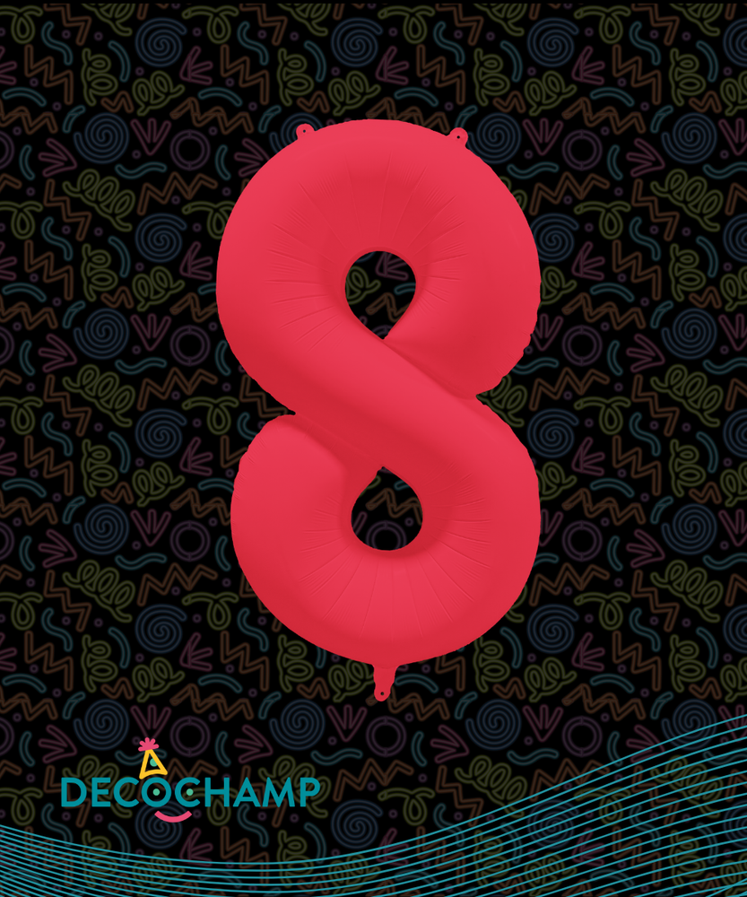 DecoNumber Neon Red "8" - size 34" (Single Pack)