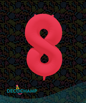 DecoNumber Neon Red "8" - size 34" (Single Pack)