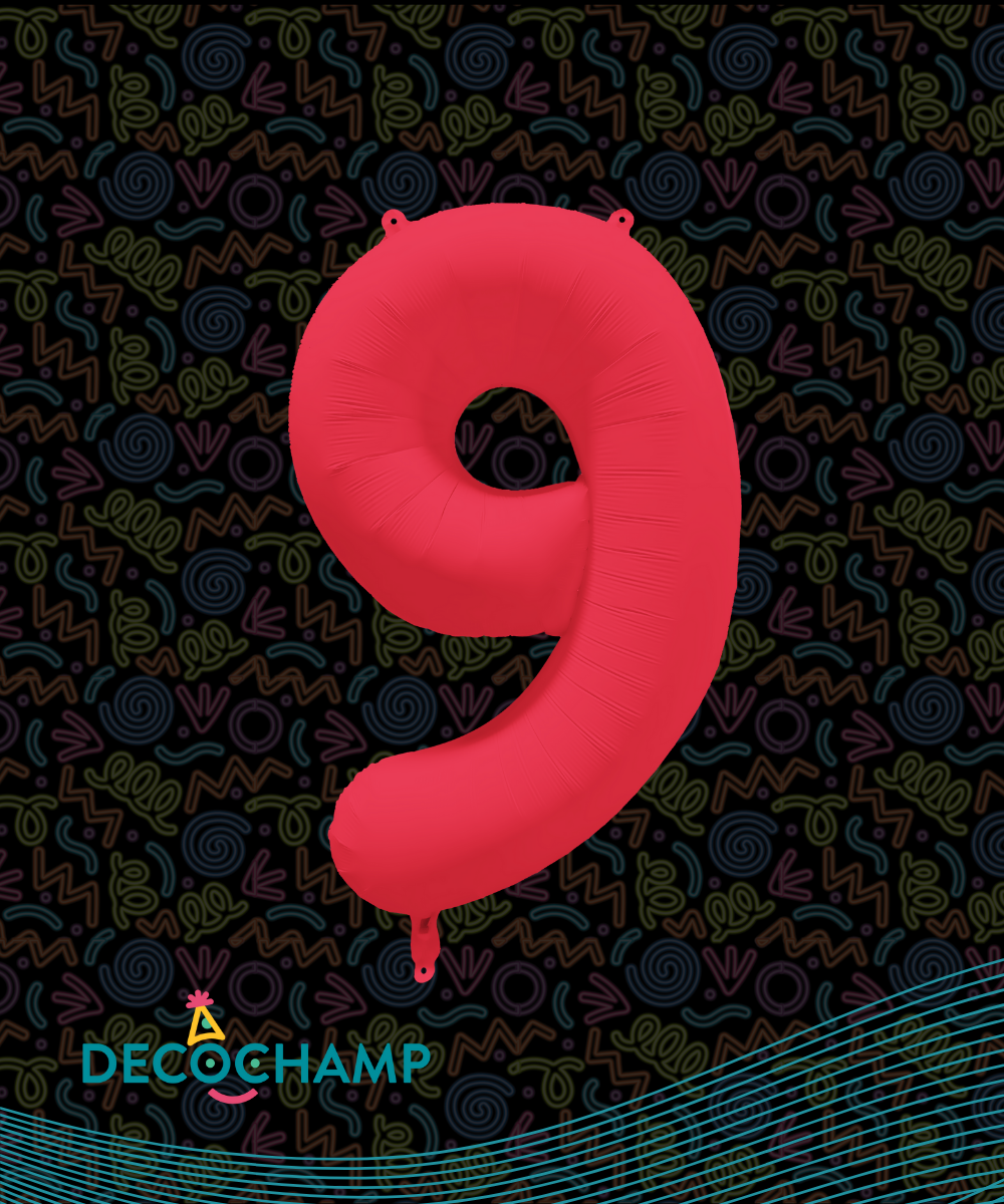 DecoNumber Neon Red "9" - size 34" (Single Pack)