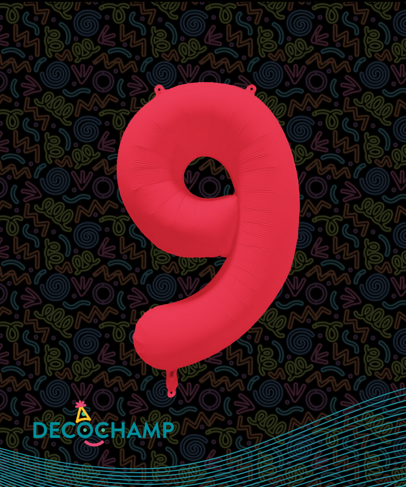 DecoNumber Neon Red "9" - size 34" (Single Pack)