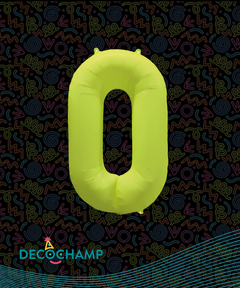 DecoNumber Neon Yellow "0" - size 34" (Single Pack)