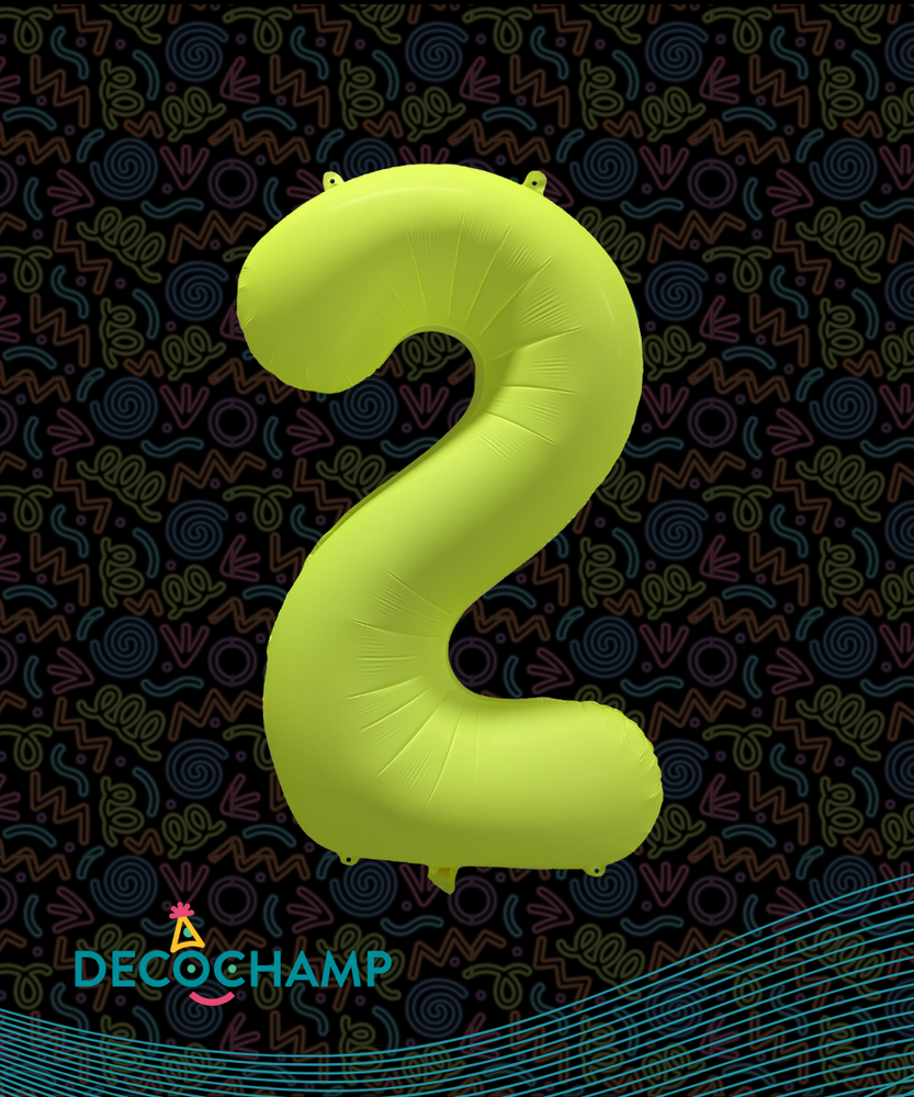 DecoNumber Neon Yellow "2" - size 34" (Single Pack)