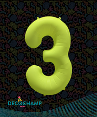 DecoNumber Neon Yellow "3" - size 34" (Single Pack)