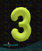 DecoNumber Neon Yellow "3" - size 34" (Single Pack)