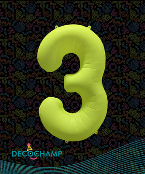 DecoNumber Neon Yellow "3" - size 34" (Single Pack)