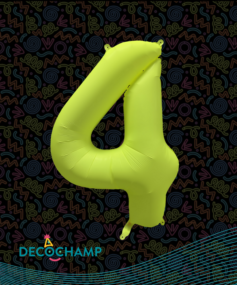 DecoNumber Neon Yellow "4" - size 34" (Single Pack)