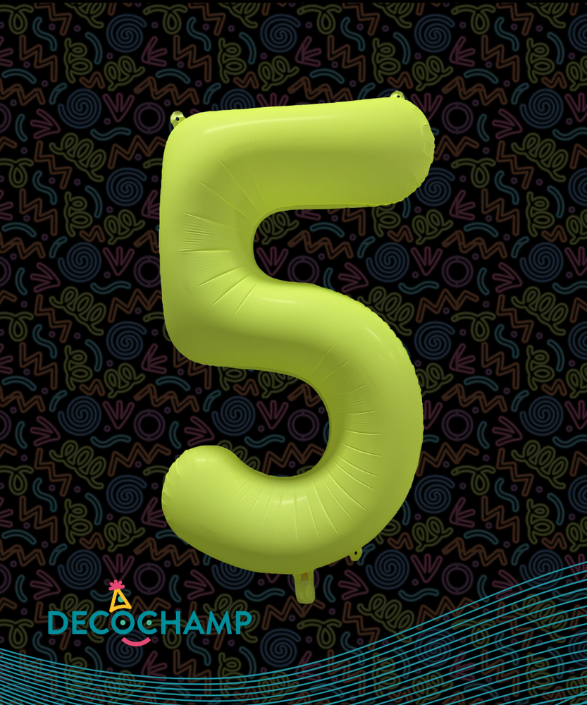 DecoNumber Neon Yellow "5" - size 34" (Single Pack)