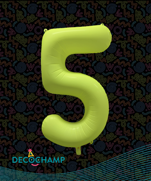 DecoNumber Neon Yellow "5" - size 34" (Single Pack)