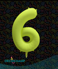 DecoNumber Neon Yellow "6" - size 34" (Single Pack)