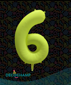 DecoNumber Neon Yellow "6" - size 34" (Single Pack)
