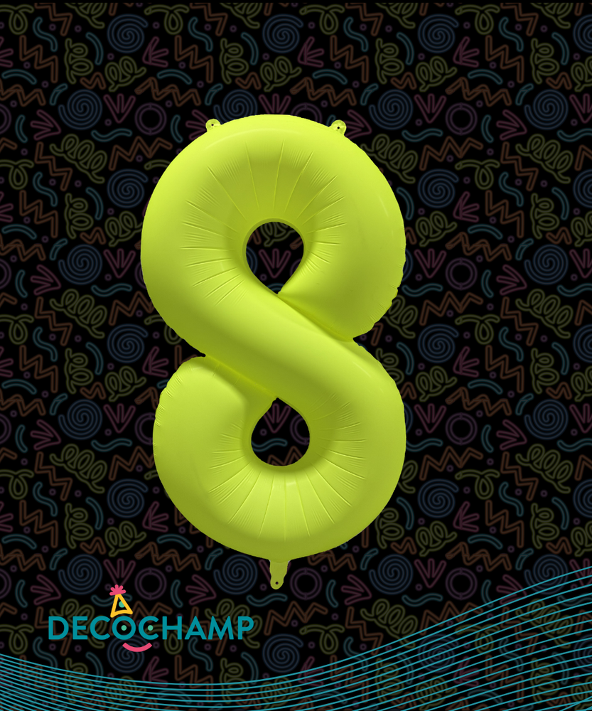 DecoNumber Neon Yellow "8" - size 34" (Single Pack)